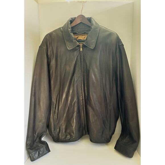 Marc New York Andrew Marc Men’s XL Dark Brown Leather Jacket Lined NICE - Picture 1 of 16